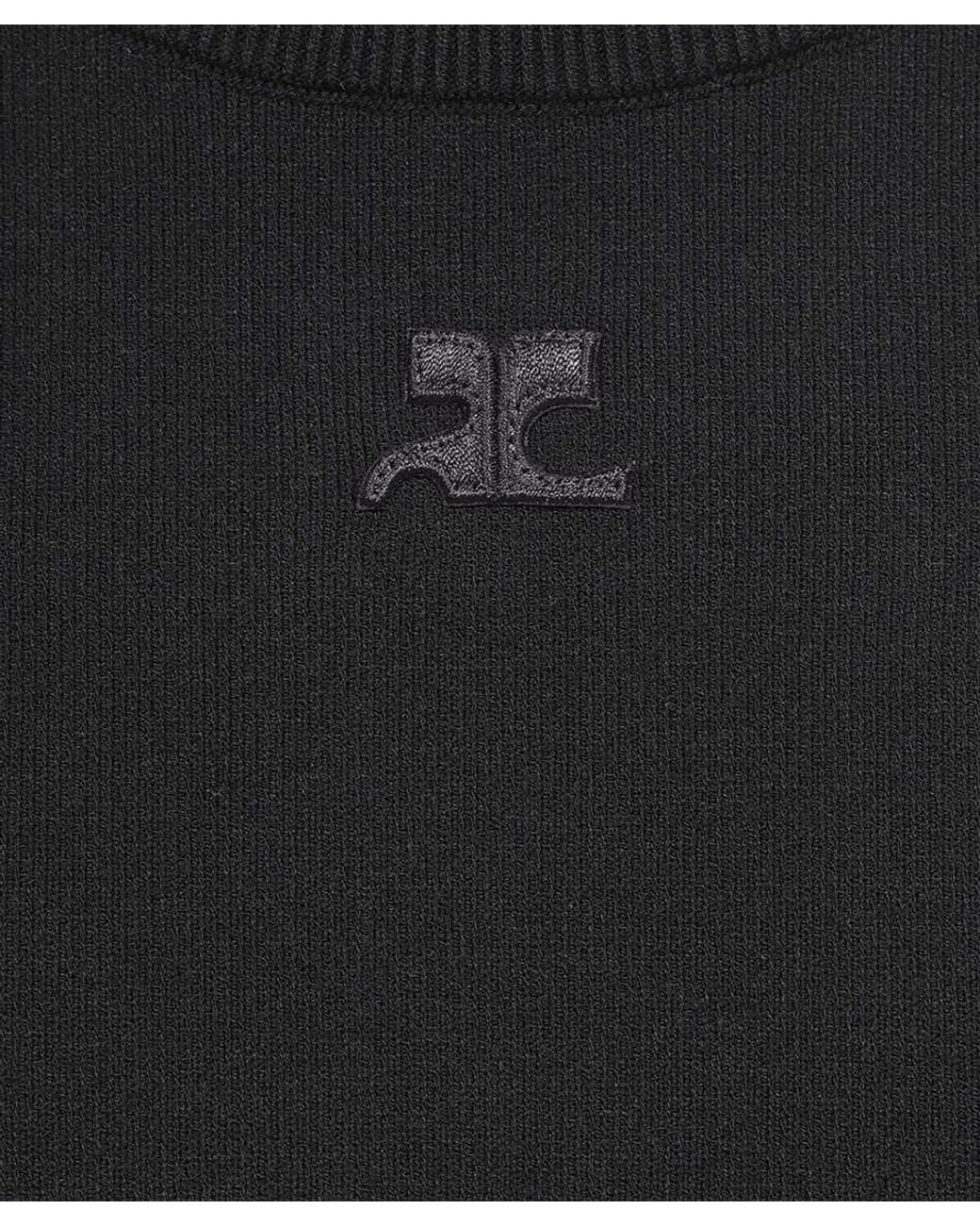 Courreges Black Logo-Patch Buttoned Jumper for men