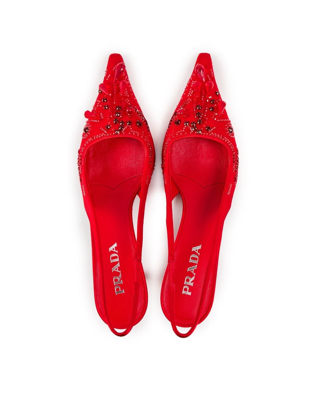 Prada Red Slingback Kittenheel Pump