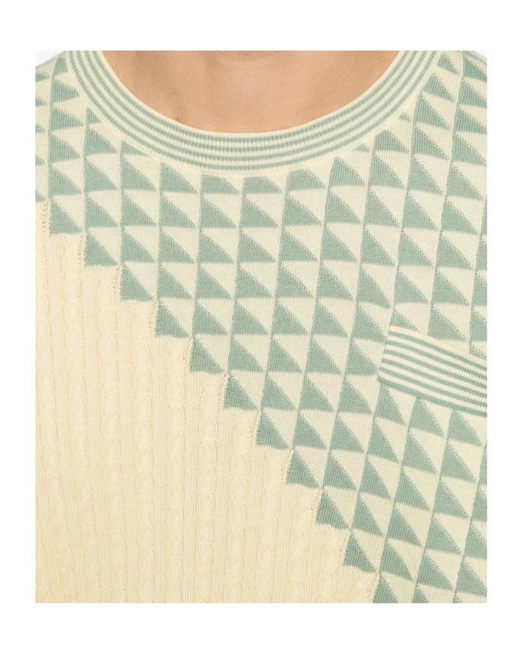 Versace Natural Geometric-Pattern Cable-Knit Sweater for men