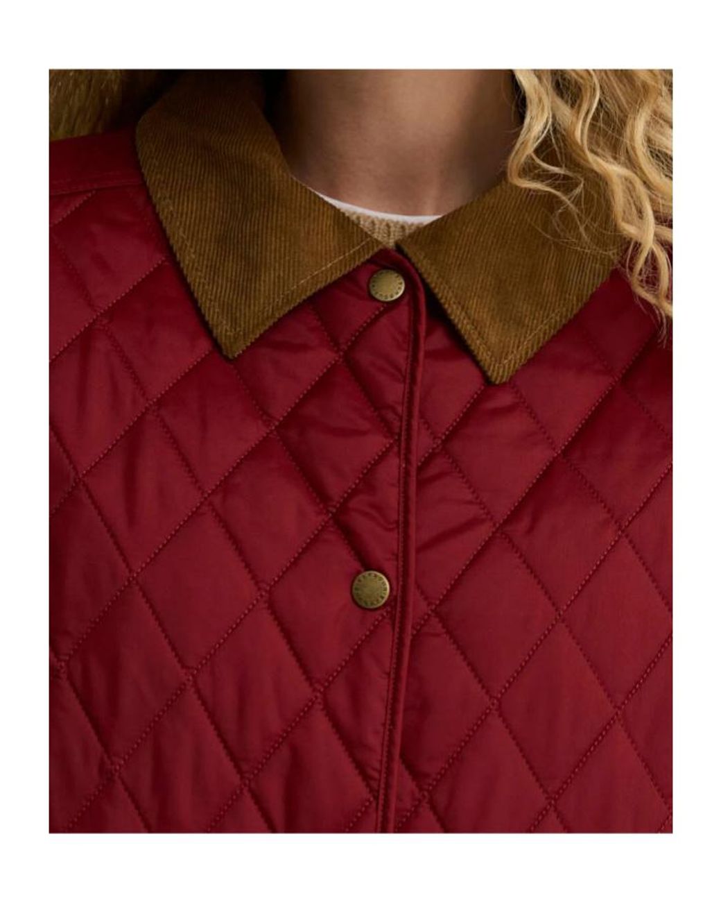 Barbour Red Annandale Quilted Corduroy-Collar Jacket