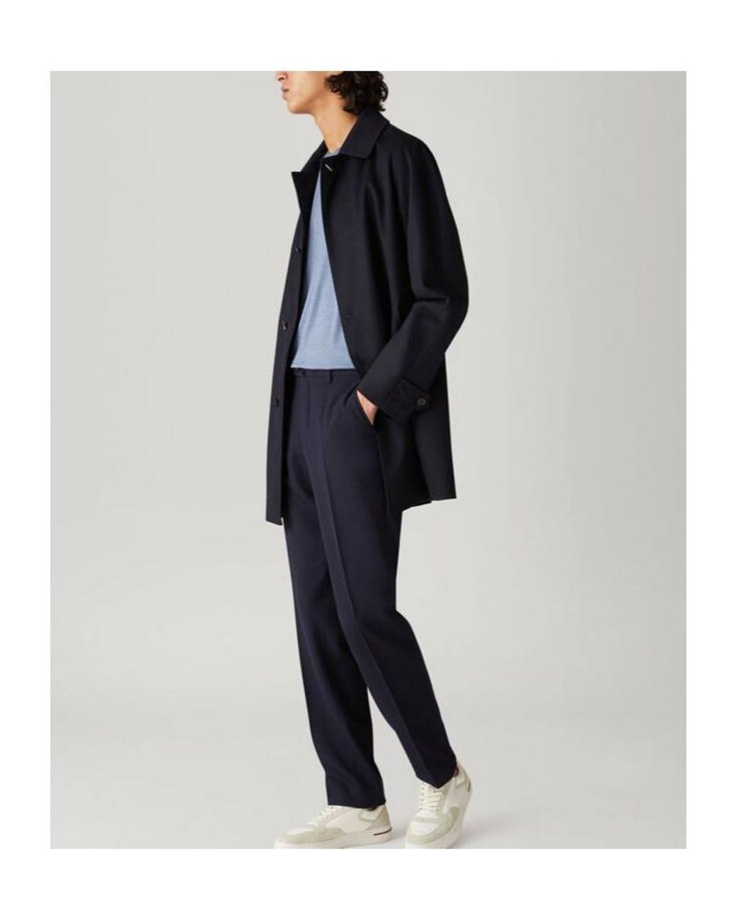 Loro Piana Blue Single-Breasted Coat for men