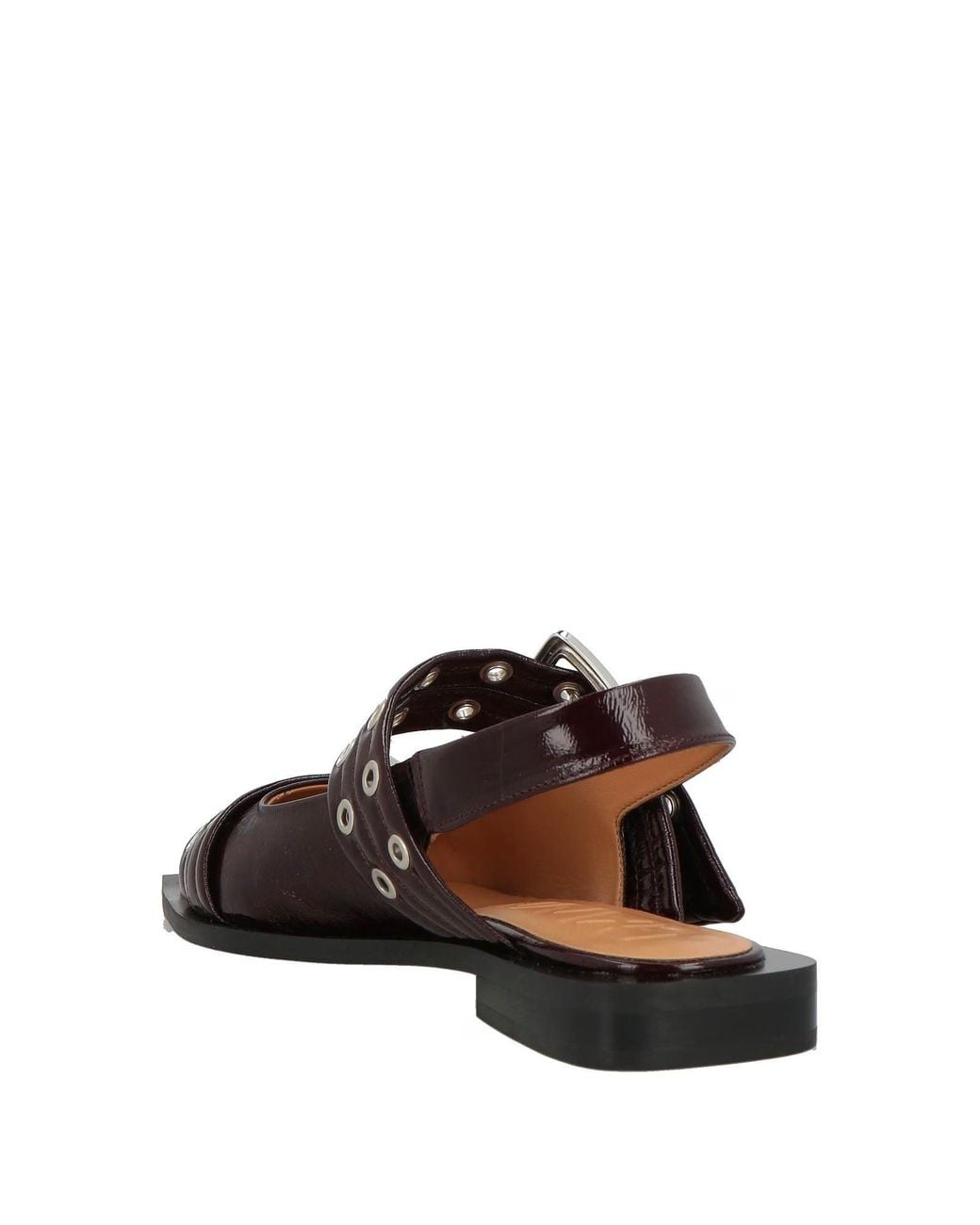 Ganni Brown Strap Pointed-Toe Flat Shoes