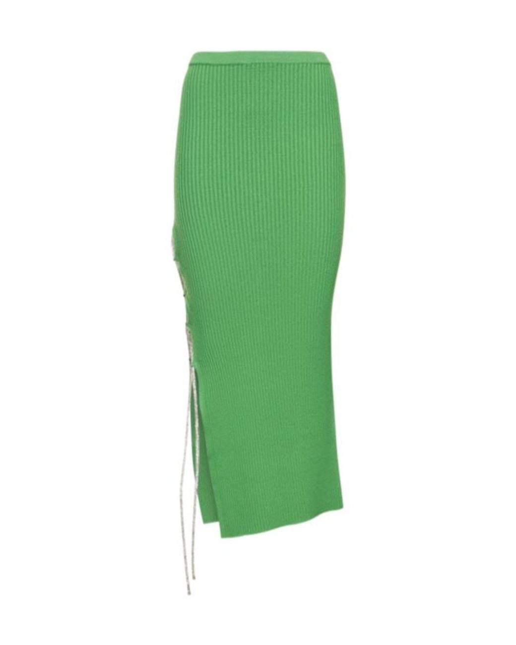 GIUSEPPE DI MORABITO Green Embellished Wool Knit Midi Skirt