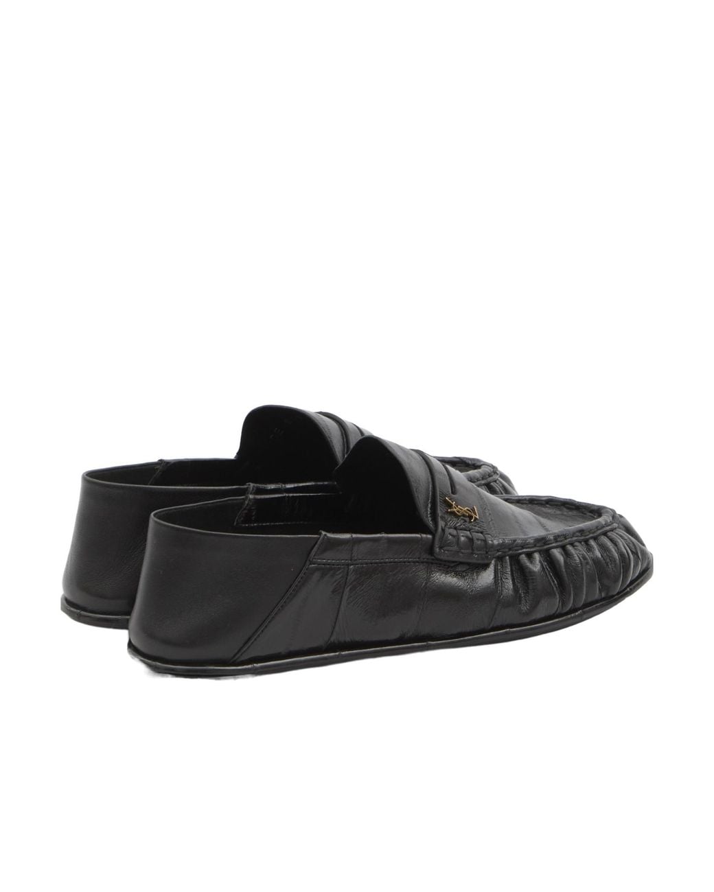 Saint Laurent Black Logo Plaque Slip-On Loafers for men