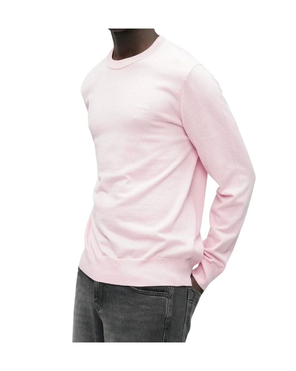 Boss Pink Upacas Crew-Neck Sweater for men