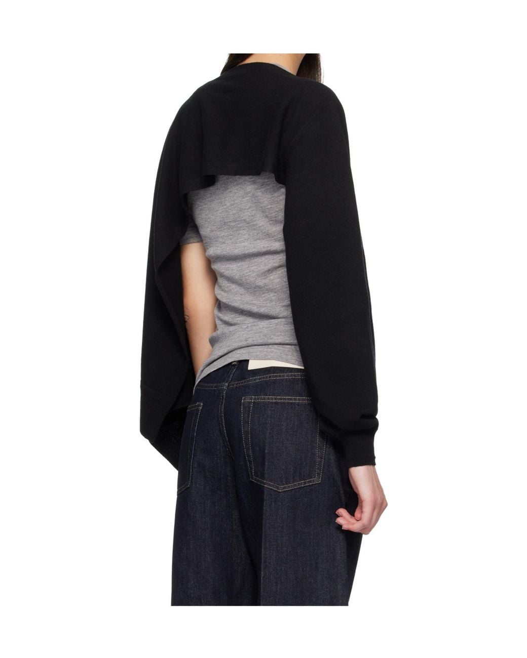 Jil Sander Black Cape-Style Single-Sleeve Knitwear