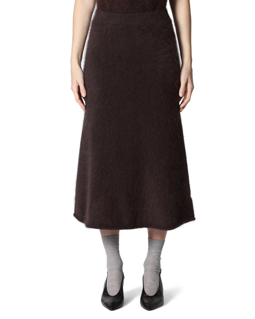 Roberto Collina Brown Knitted Midi Skirt