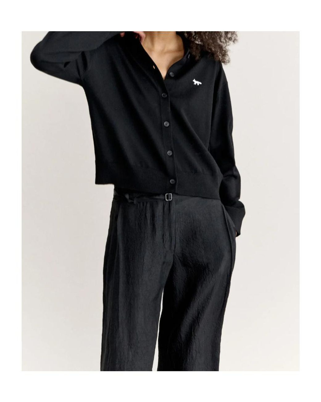 Maison Kitsuné Black Maison Kitsuné Profile Fox Polo Cardigan