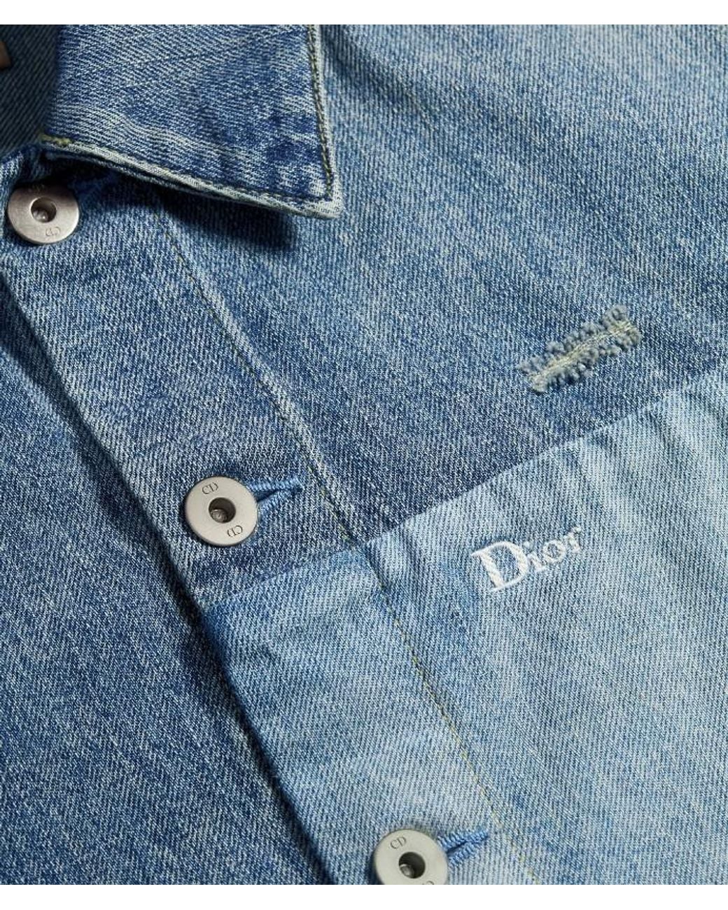 Dior Blue Homme Patchwork Effect Overshirt for men
