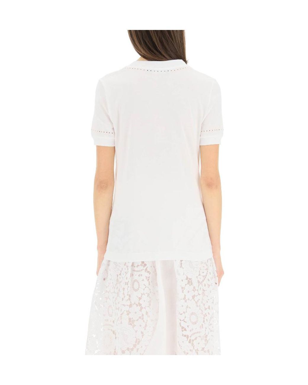 Dolce & Gabbana White Dg Openwork Embroidery Jersey T-Shirt