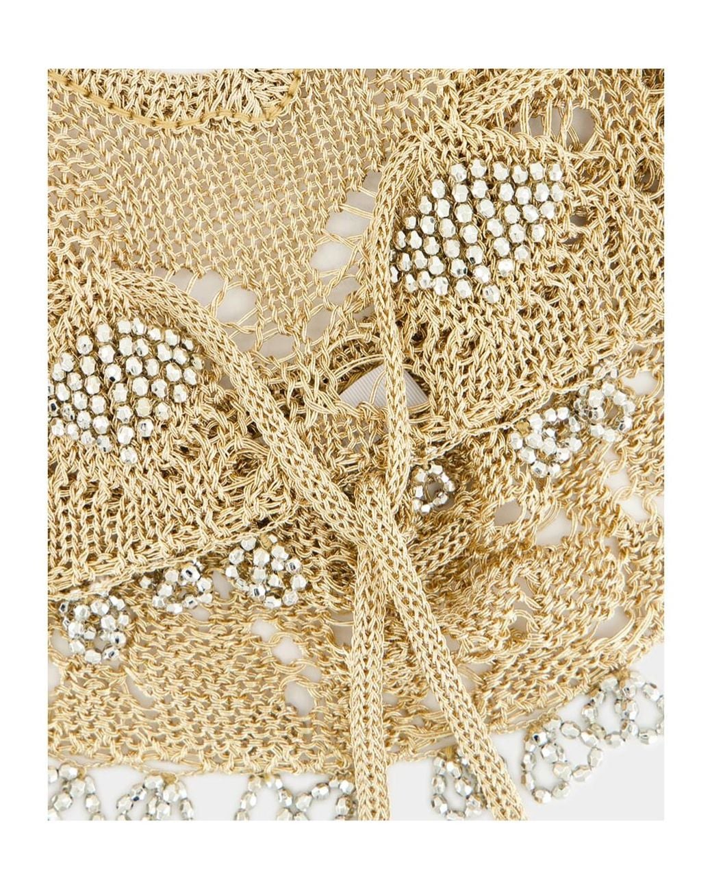 Rabanne White Halterneck Embellished Crochet Top
