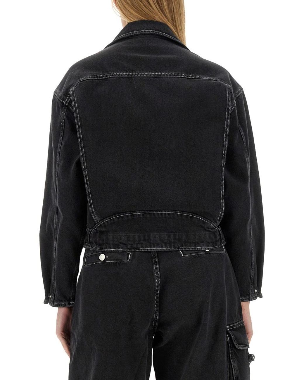 Moschino Black Jeans Zipped Belted Denim Biker Jacket