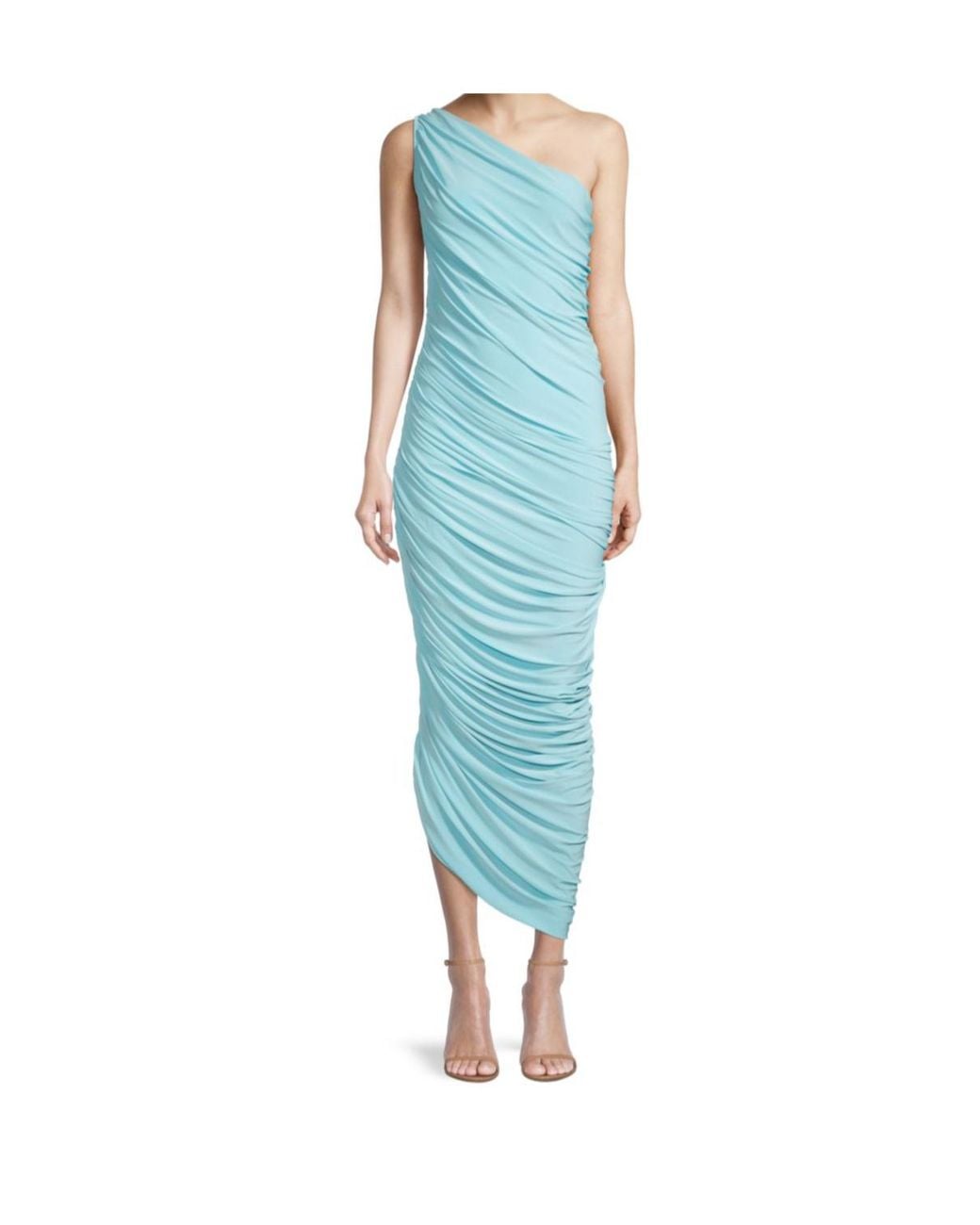Norma Kamali Blue Diana One-Shoulder Gown