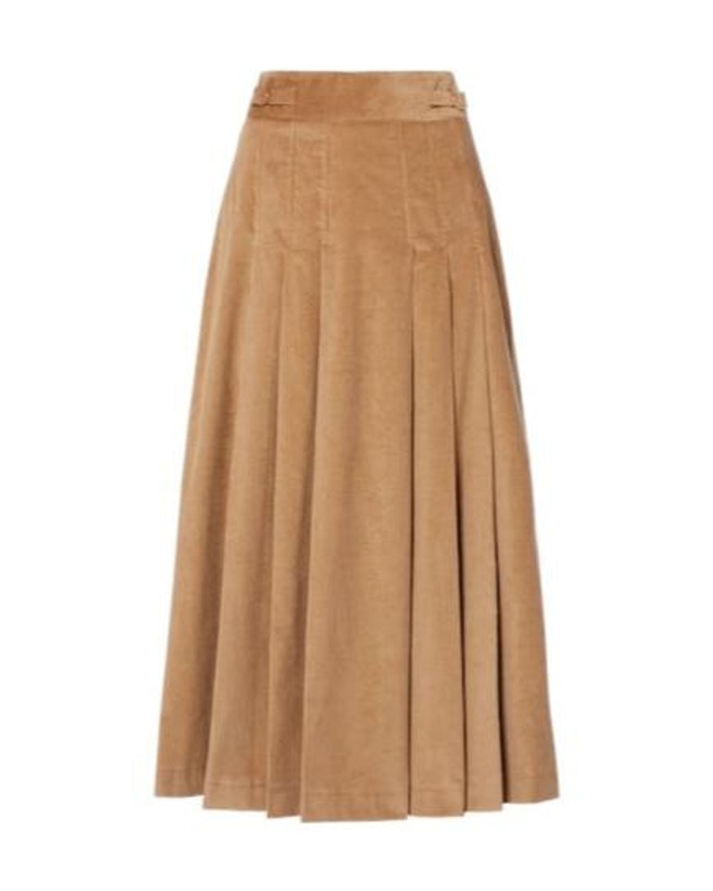 Gabriela Hearst Brown Wesley Pleated Cotton Corduroy Midi Skirt