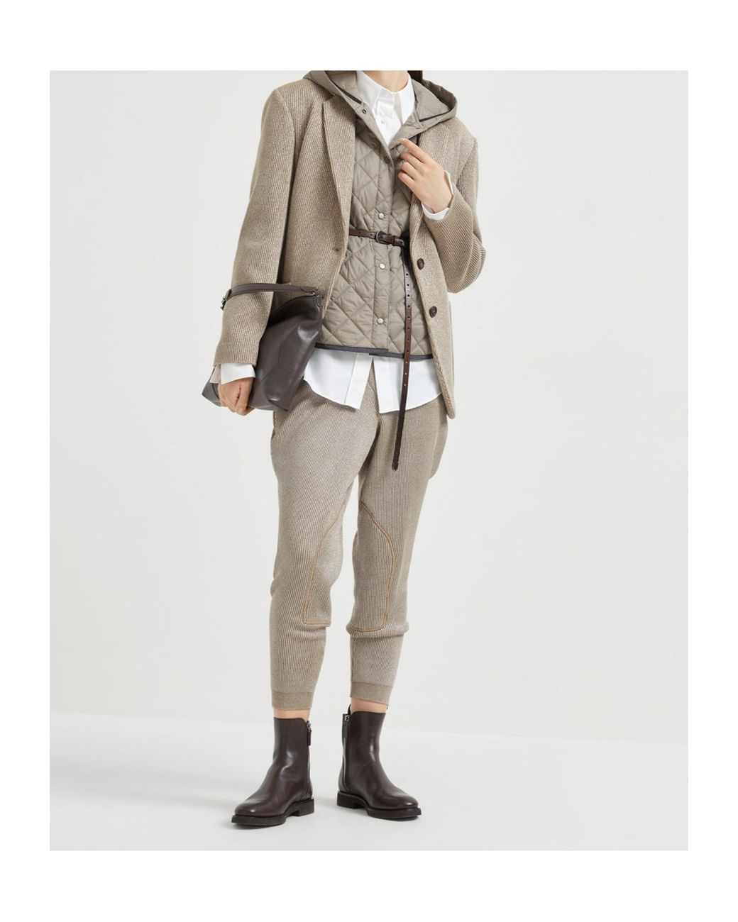 Brunello Cucinelli Gray Lightweight Matte Nylon Quilted Vest With Thermore Padding And Hood