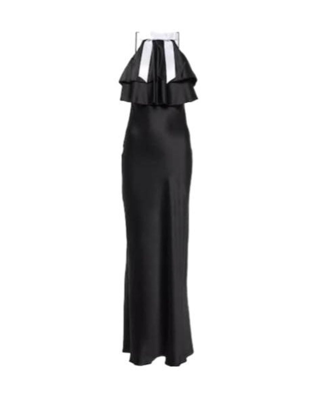 Rodarte Black Bow-Detail Halterneck Silk Satin Gown