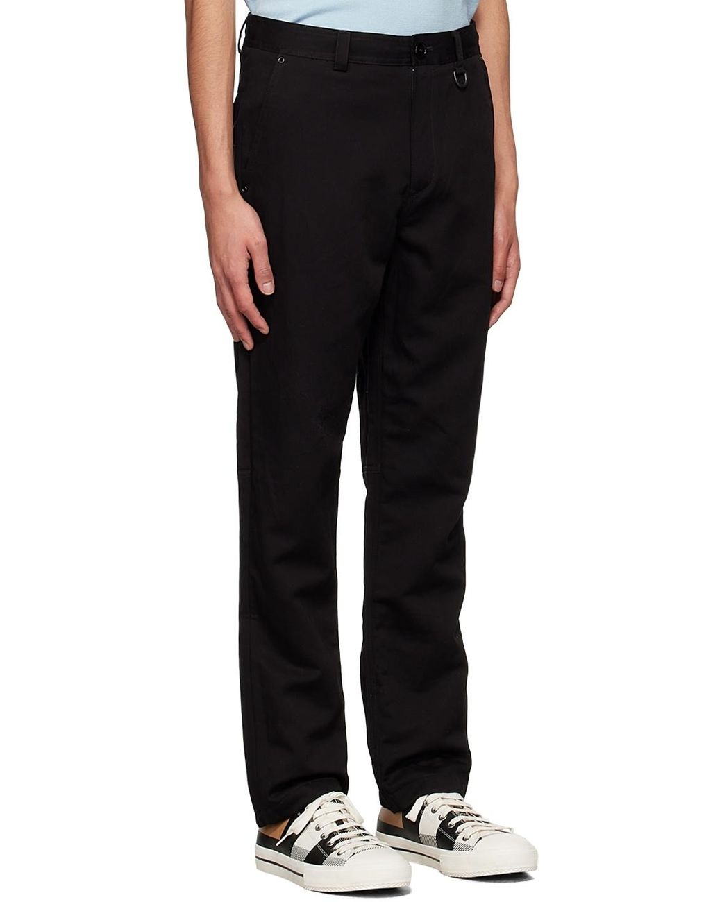 Burberry Black Button Detailed Straight Leg Trousers for men