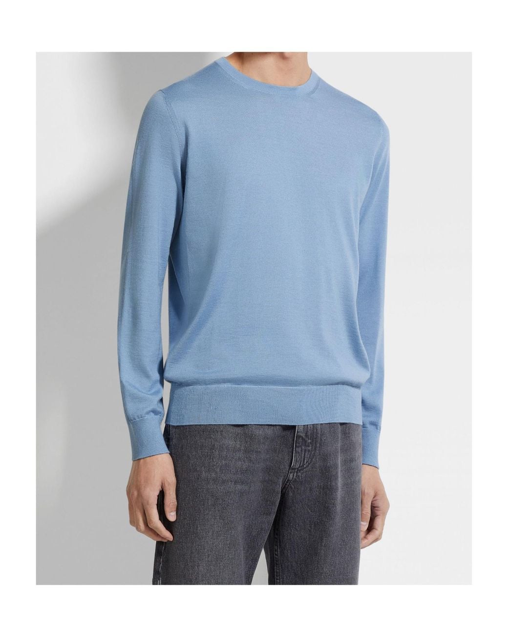 Zegna Blue Crew-Neck Sweater for men