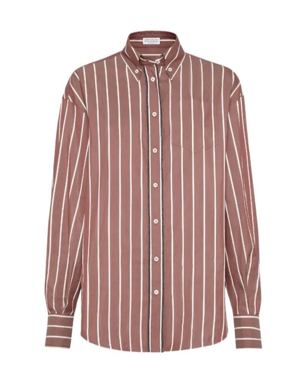 Brunello Cucinelli Pink Striped Poplin Shirt