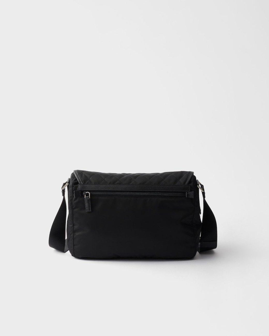 Prada Black Large Quilted Re-Nylon Shoulder Bag With Saffiano Trim