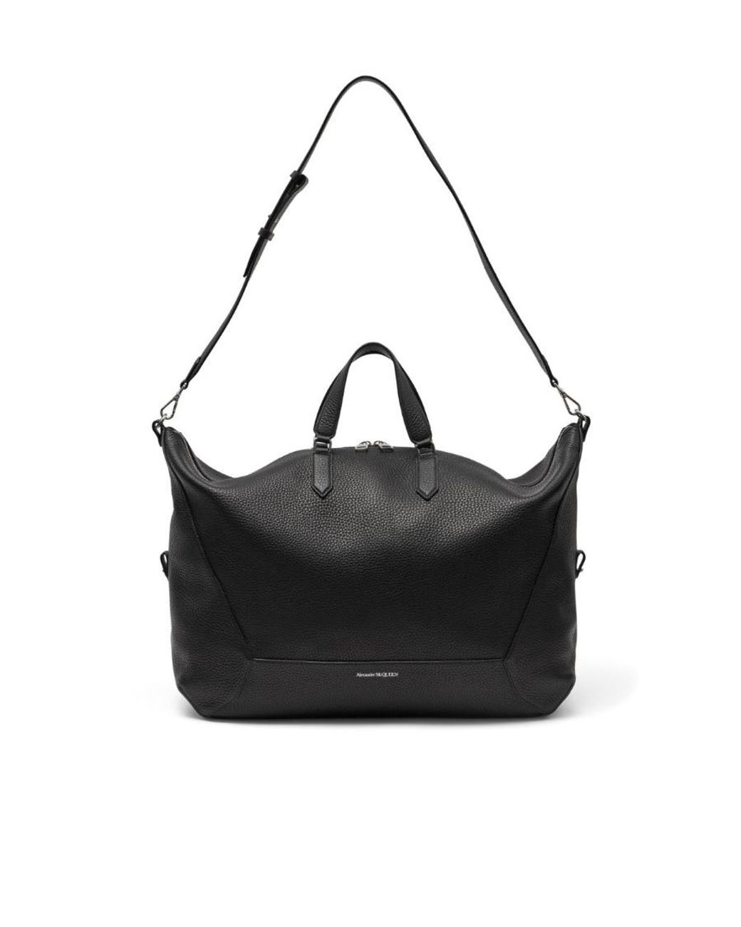 McQueen Black The Edge Zipped Duffle Bag for men