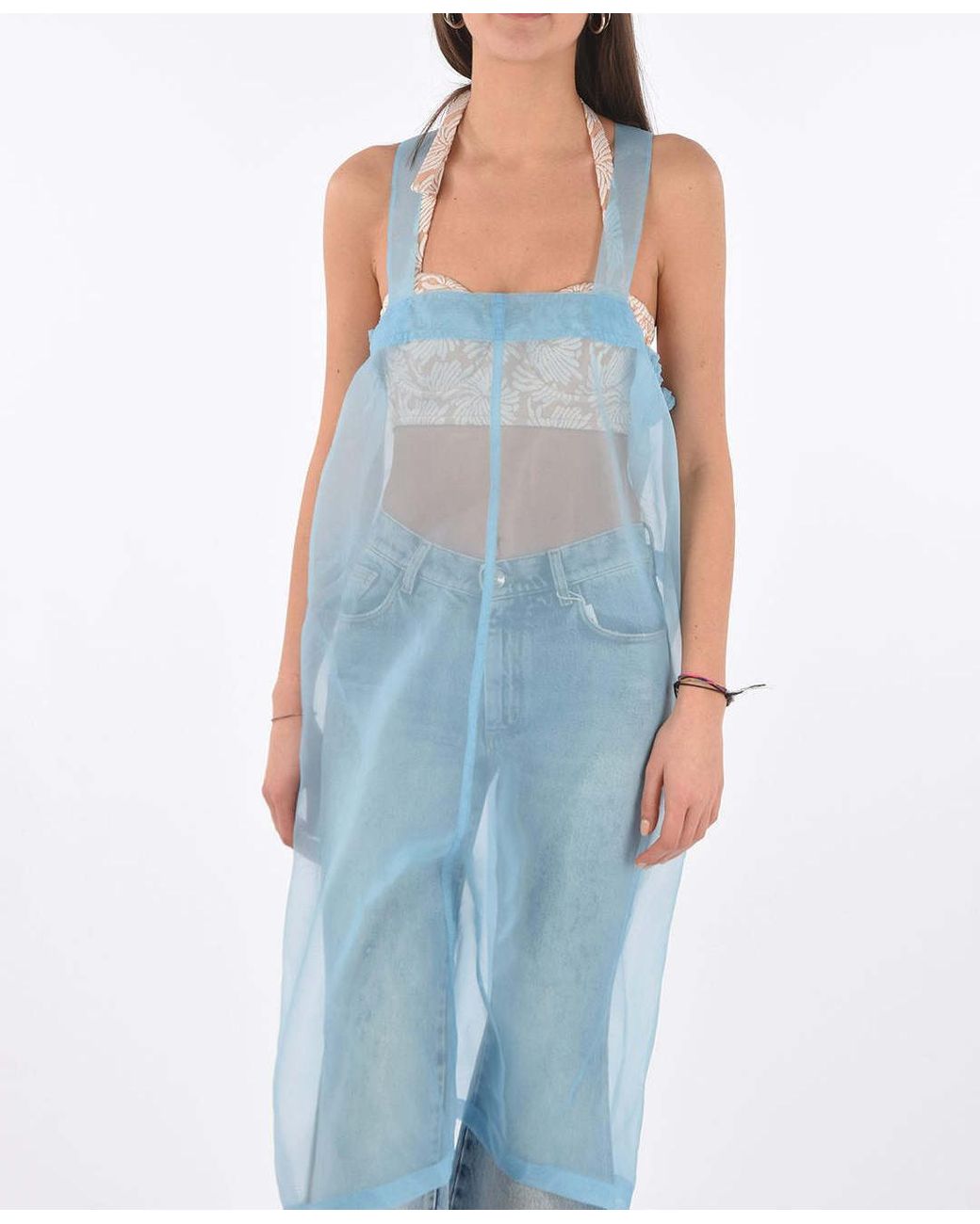 Maison Margiela Blue Sheer Sleeveless Midi Day Dress