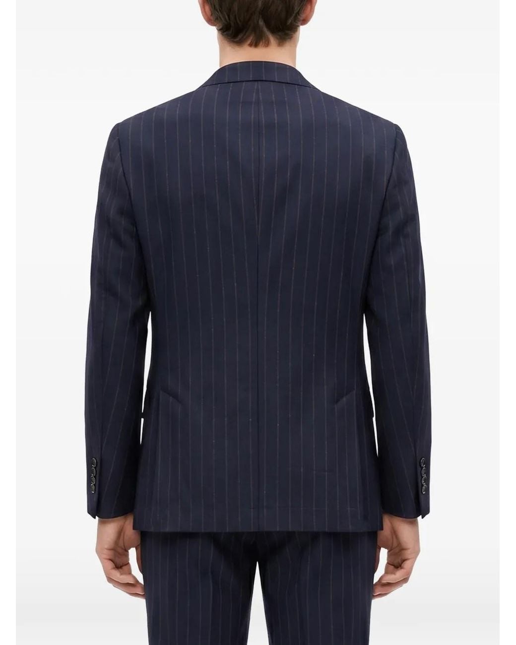 Brunello Cucinelli Blue Pinstriped Single-Breasted Blazer for men