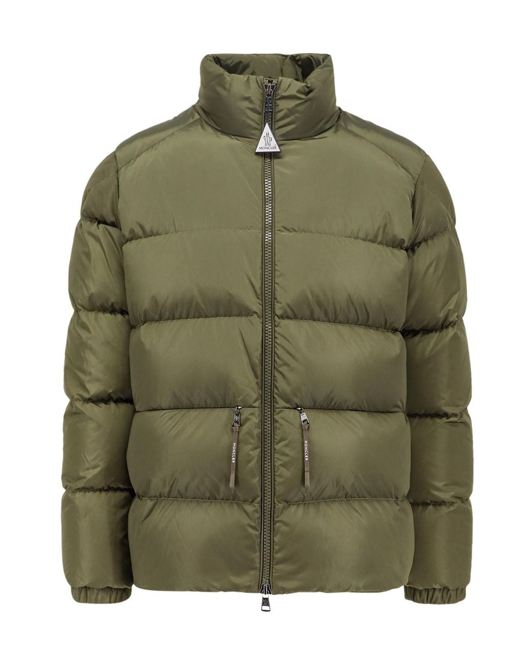 Moncler Green Logo Patch Zip-Up Puffer Jacket for men