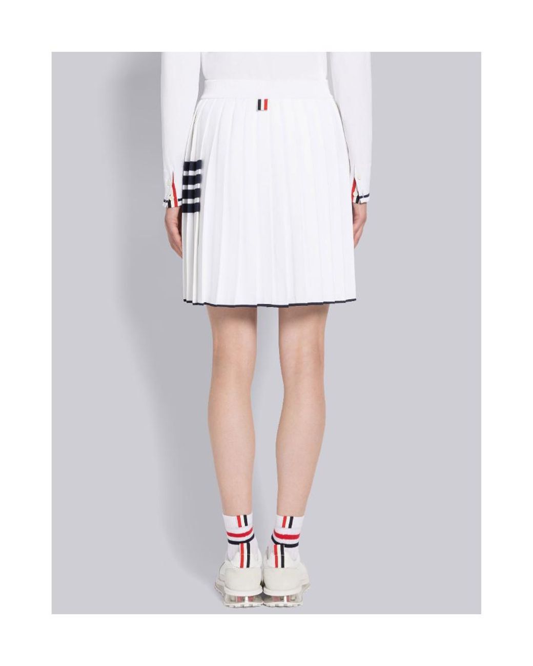 Thom Browne White 4-Bar High Waist Pleated Skirt