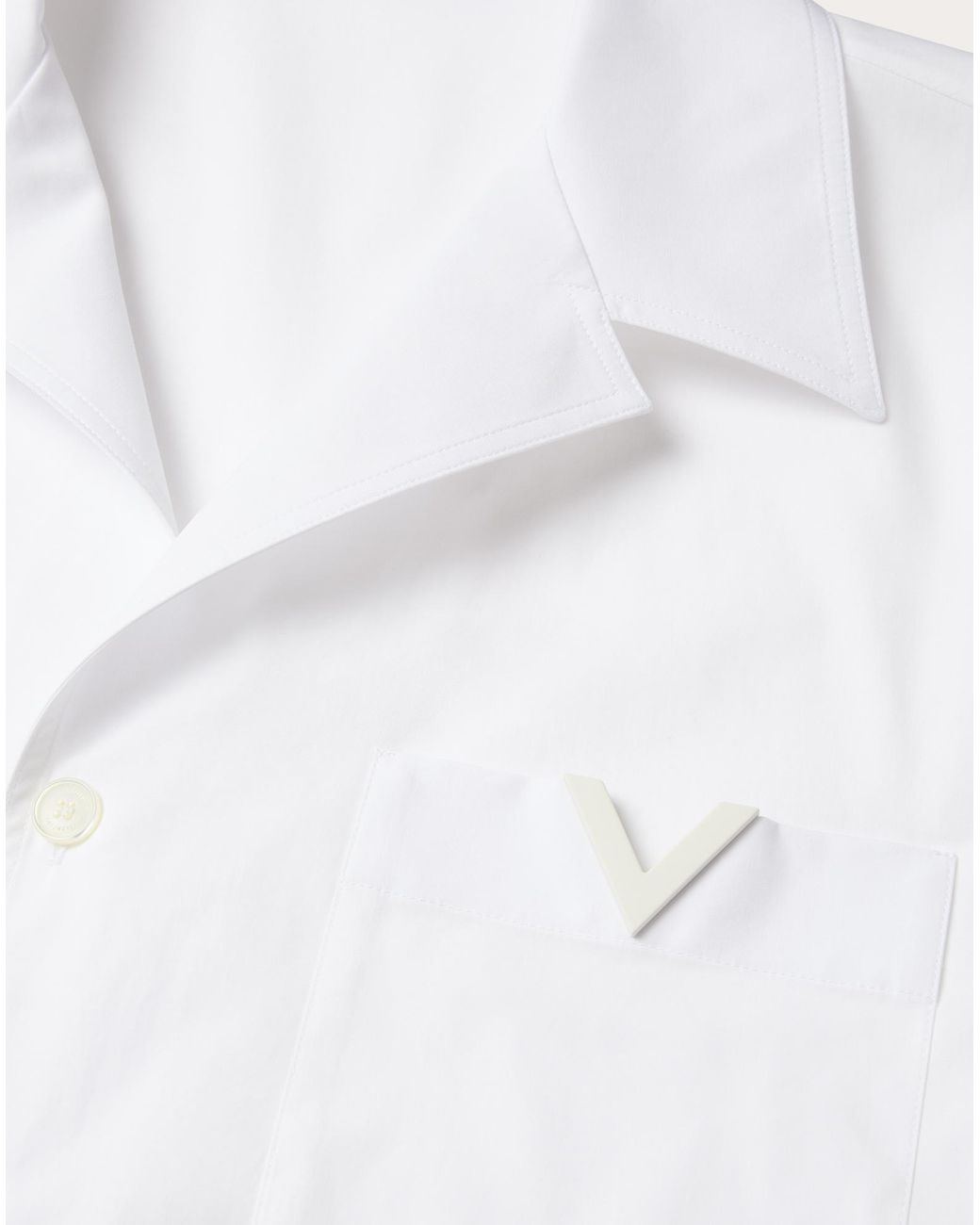 Valentino White Logo Plaque Short-Sleeved Shirt for men