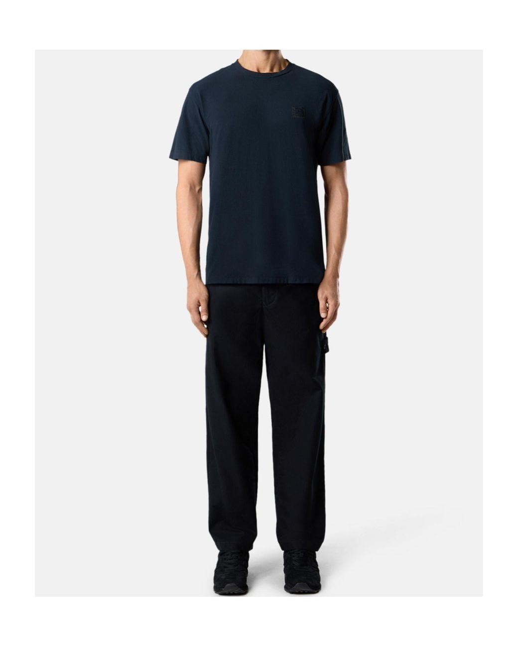 Stone Island Blue Plain Cotton T-Shirt for men