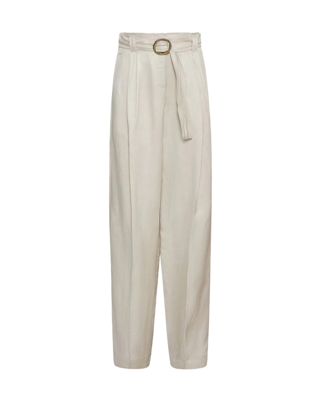 Marella White Pleated Casual Trousers