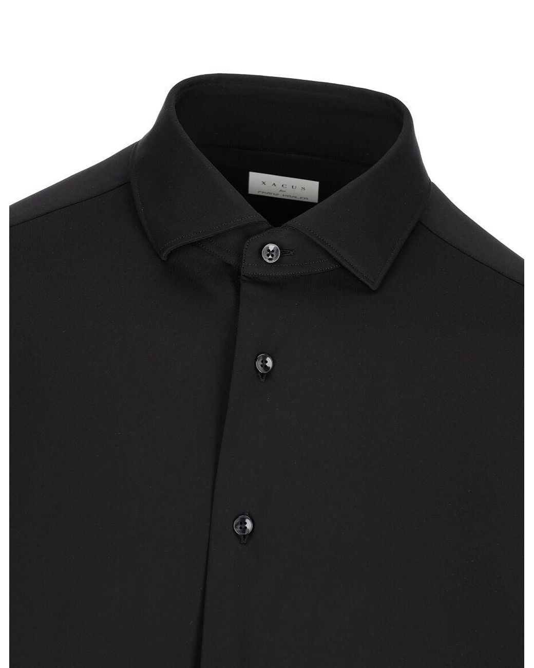 Xacus Black Buttoned Down Classic Collar Shirt for men