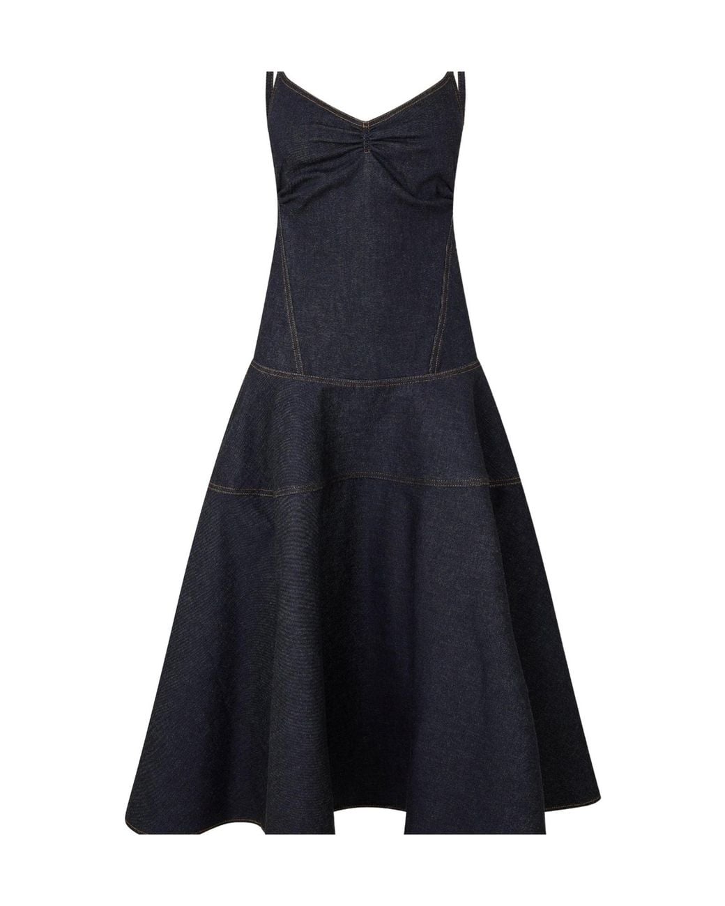 Jacquemus Blue Denim Camisole Midiflared Dress