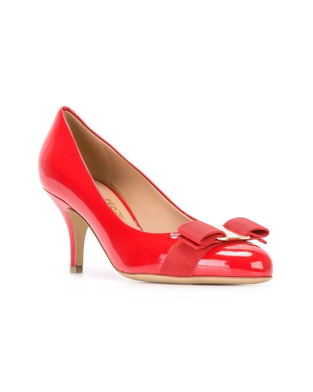 Ferragamo Red Carla 75Mm Leather Pumps