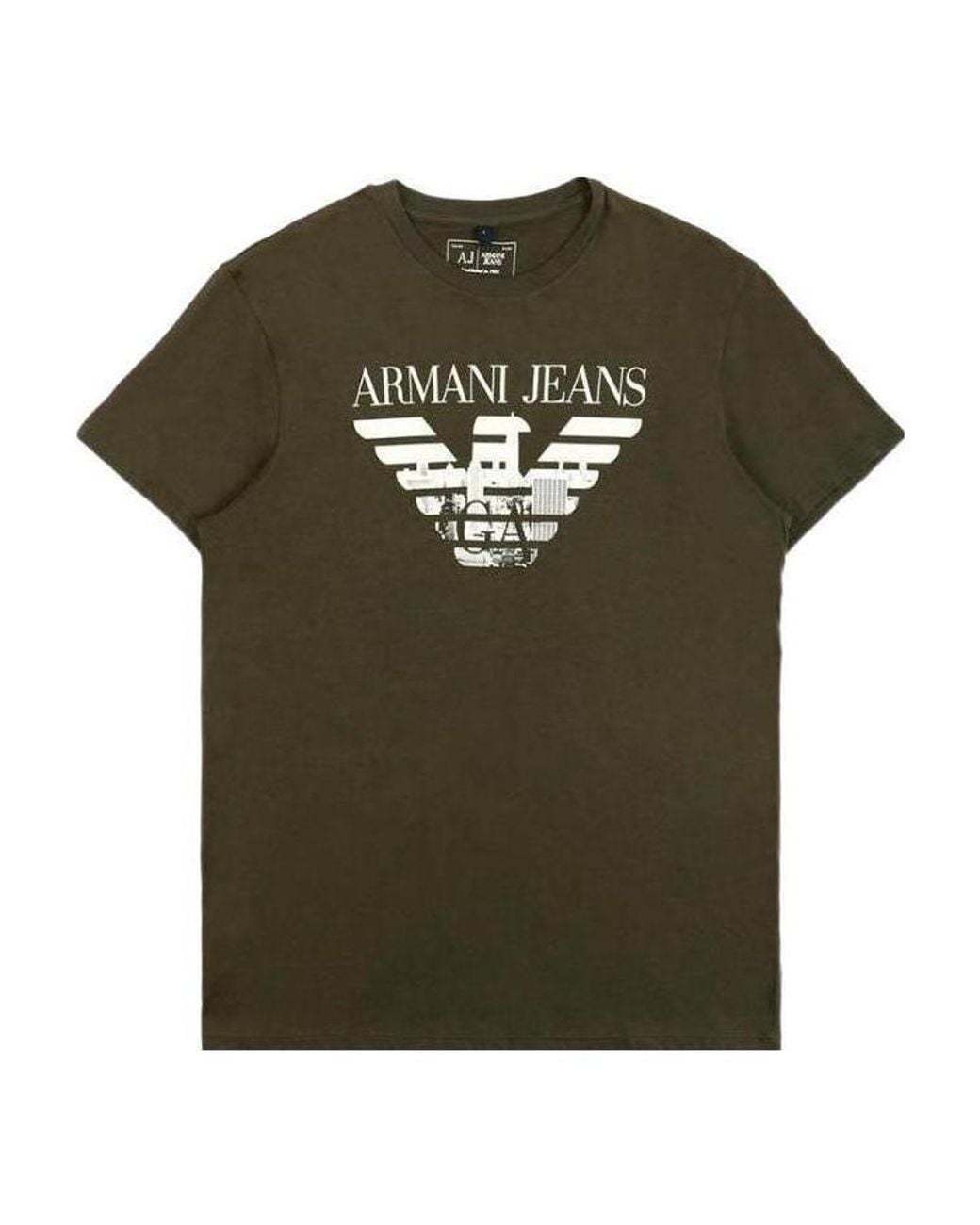 Armani Jeans Green Round-Necked Logo T-Shirt for men