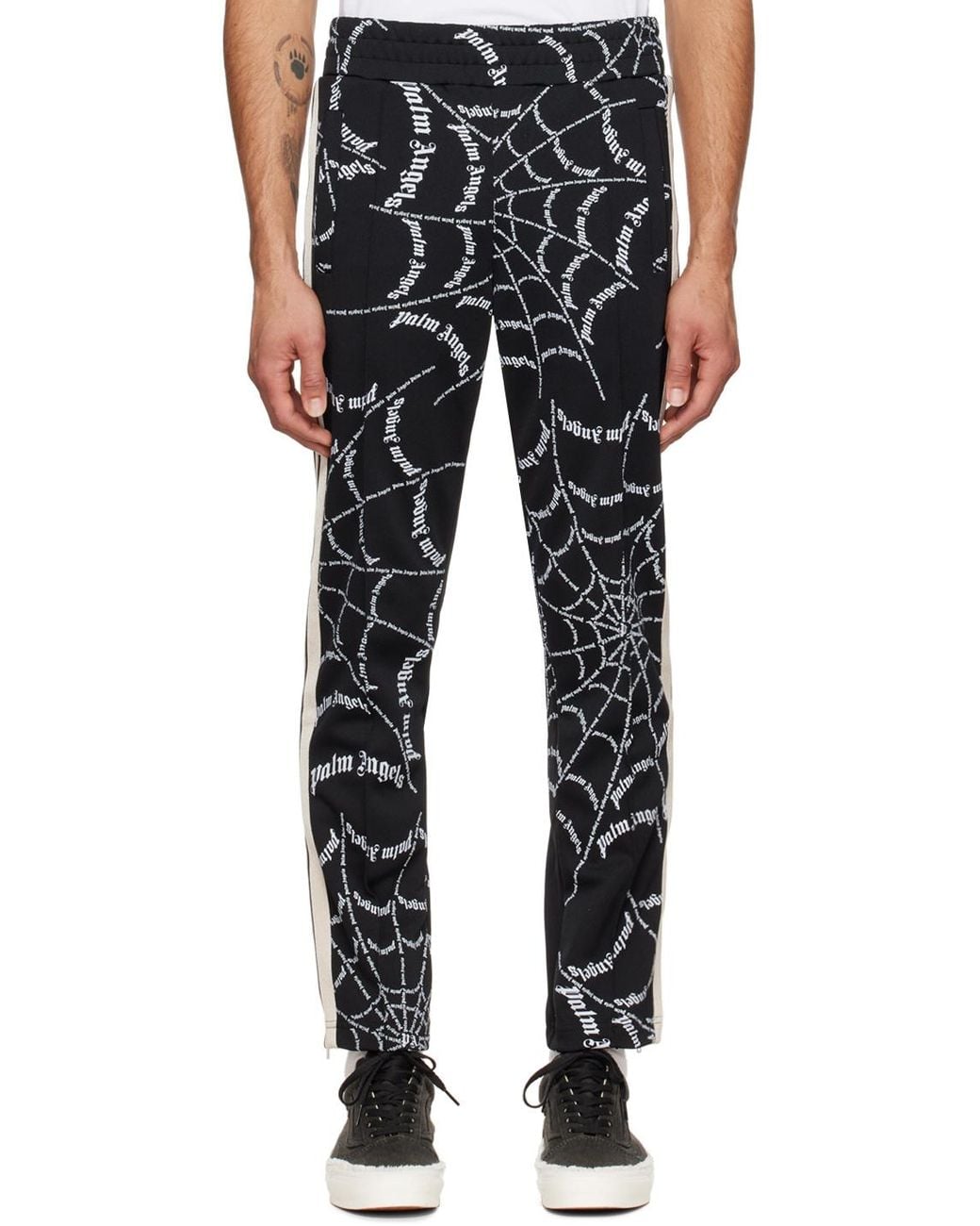 Palm Angels Black Logo-Print Track Pants for men