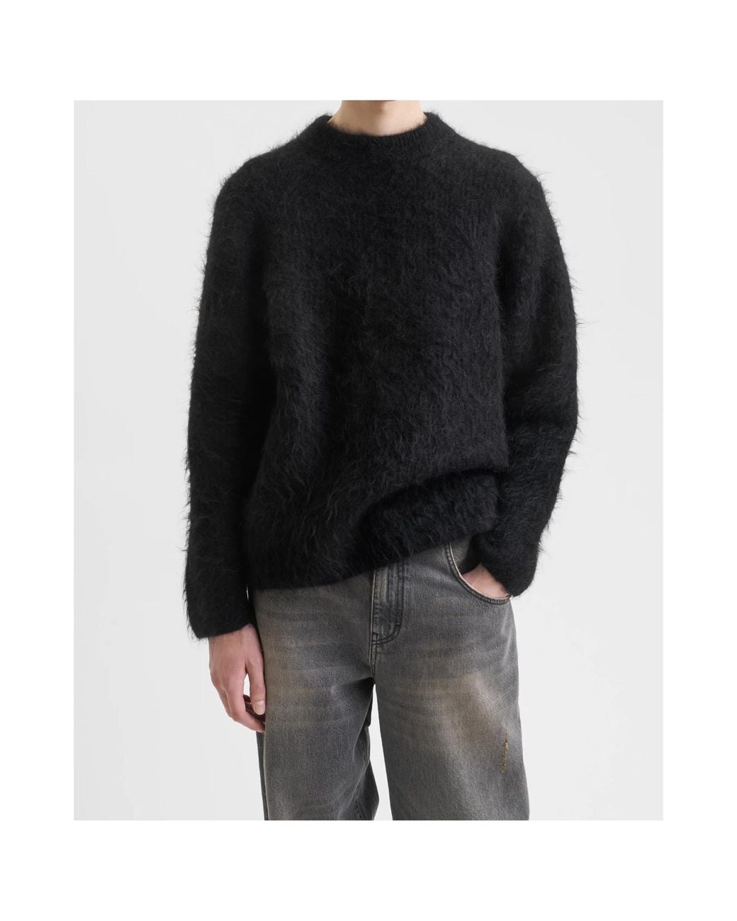 Séfr Black Crew-Neck Long-Sleeve Knit Top for men