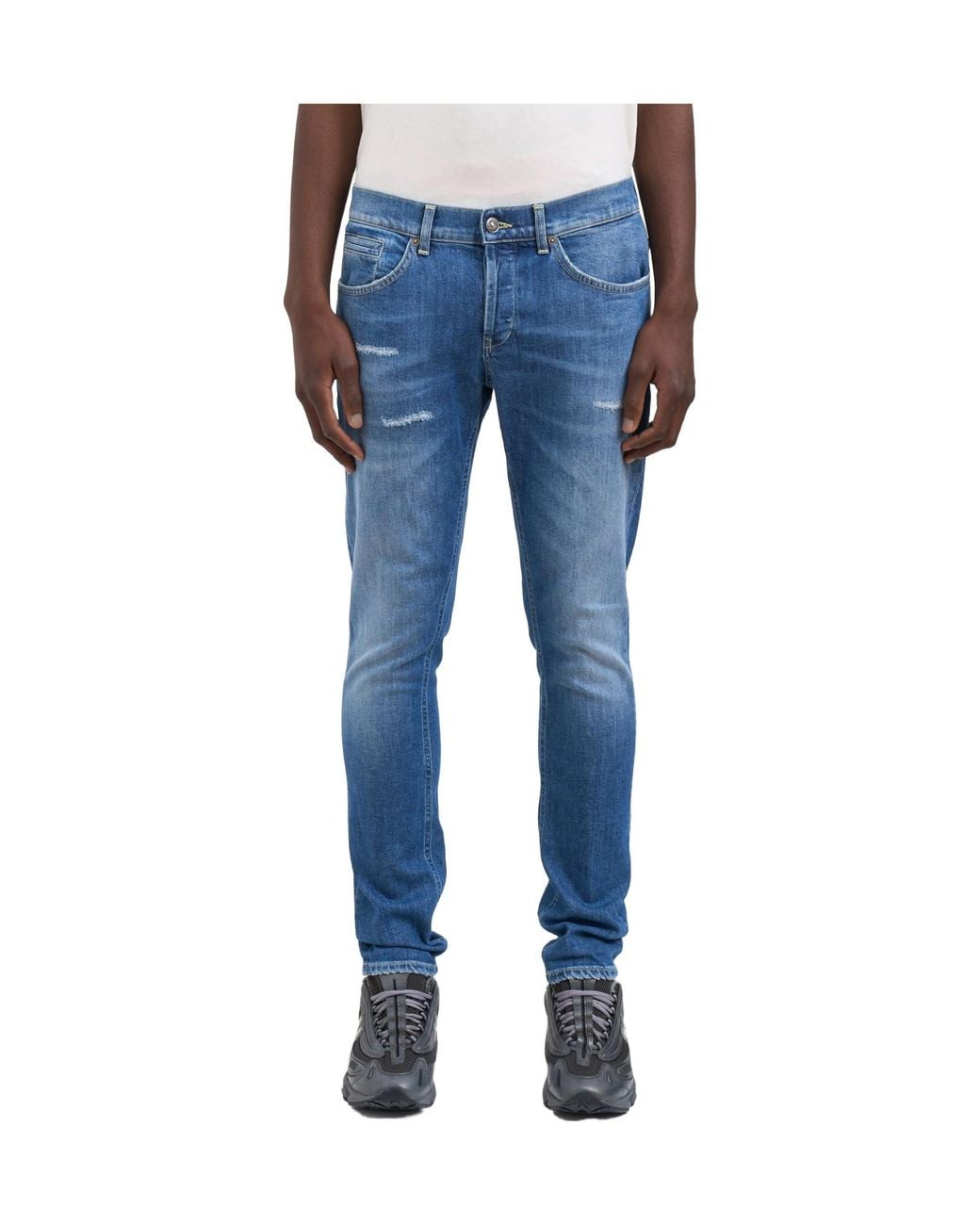 Dondup Blue Distressed, Faded Denim Trousers for men