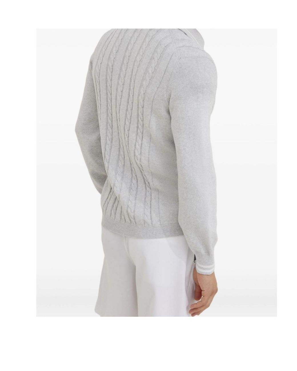 Brunello Cucinelli Gray Cotton Cable Knit Shirt With Logo for men