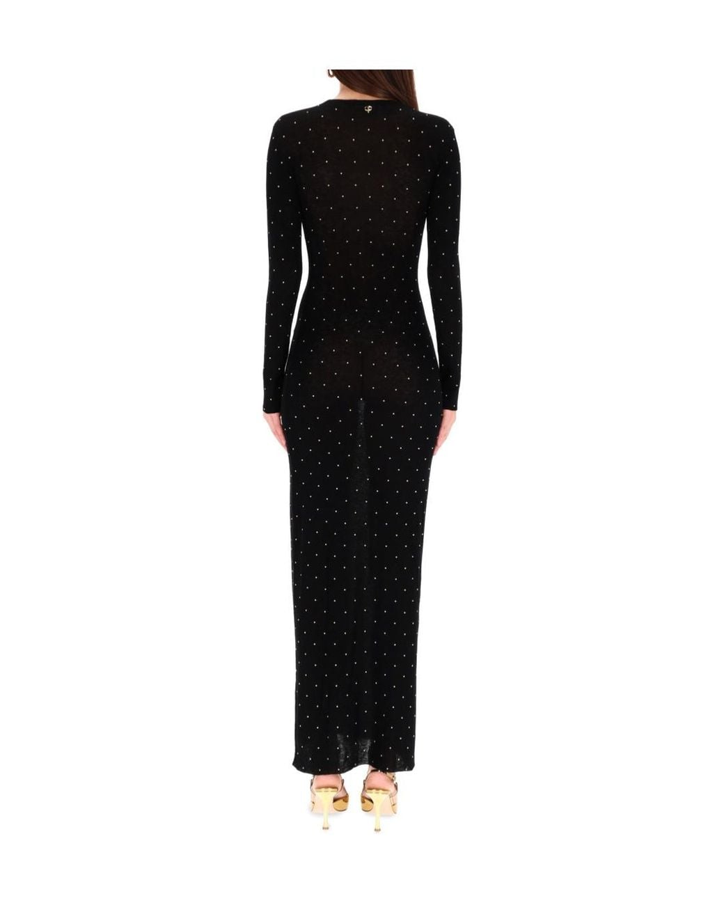 Rabanne Black Midi Second Skin Stud-Embellished Dress