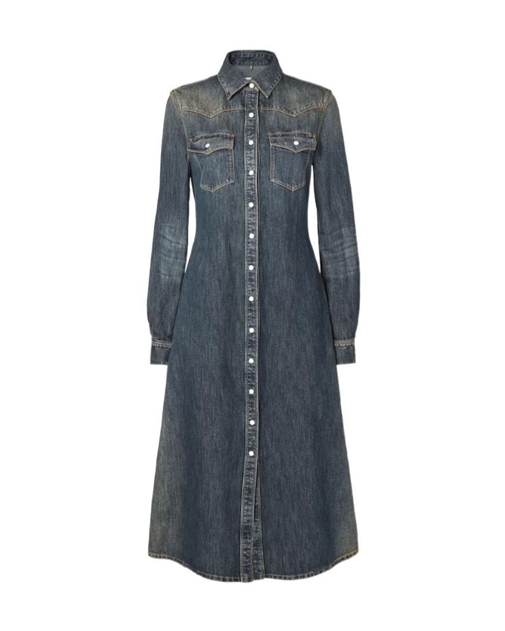 Fendi Blue Western Shirt Denim Dress