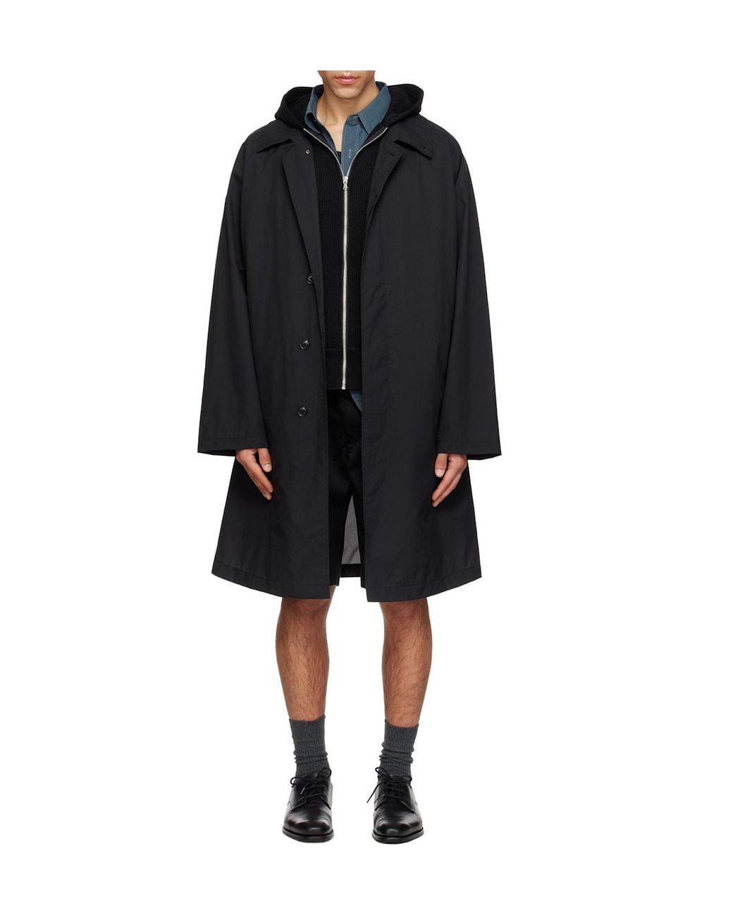 Nanamica Black Balmacaan Foldable Coat for men