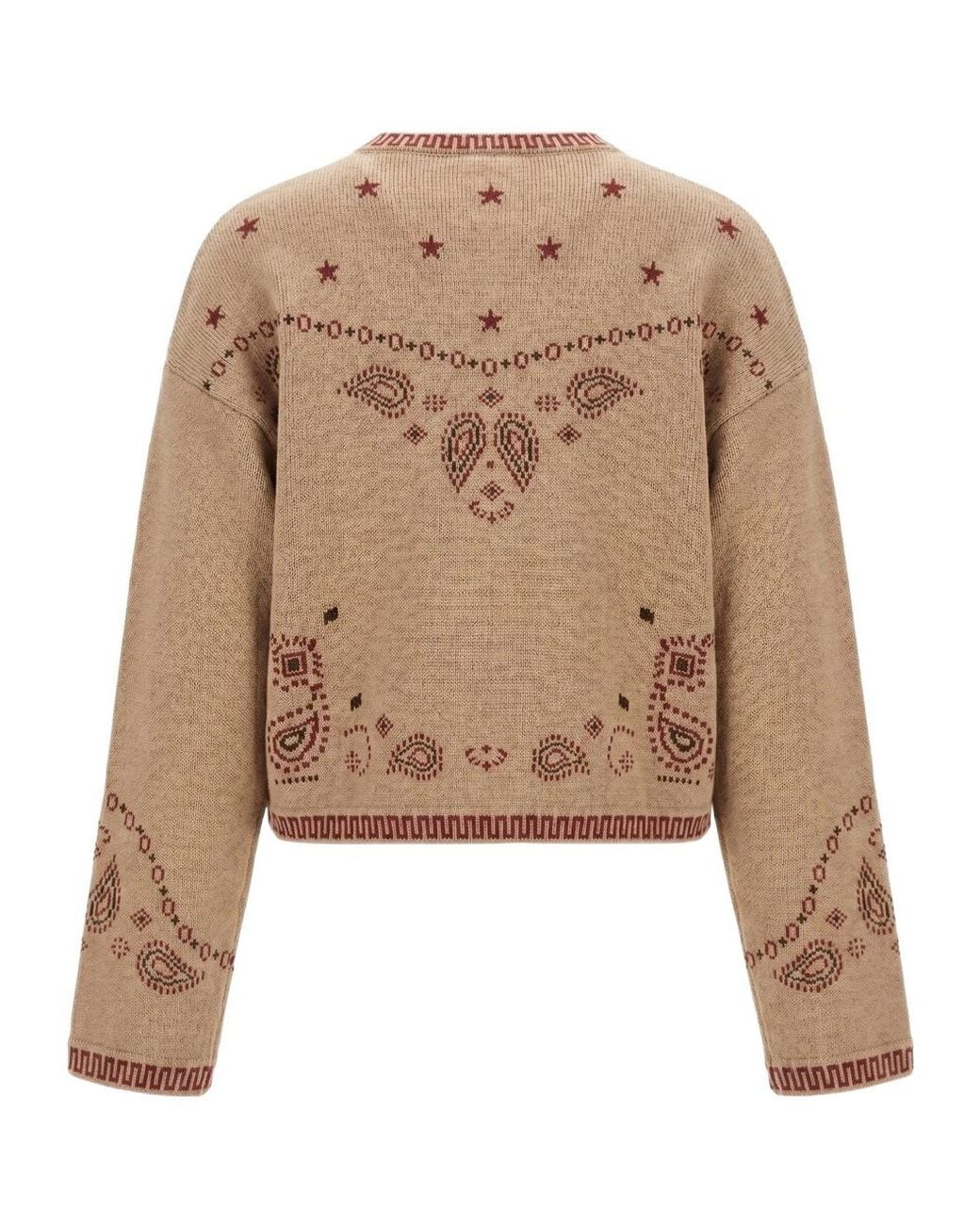 Alanui Brown Bandana Jacquard Cropped Cardigan