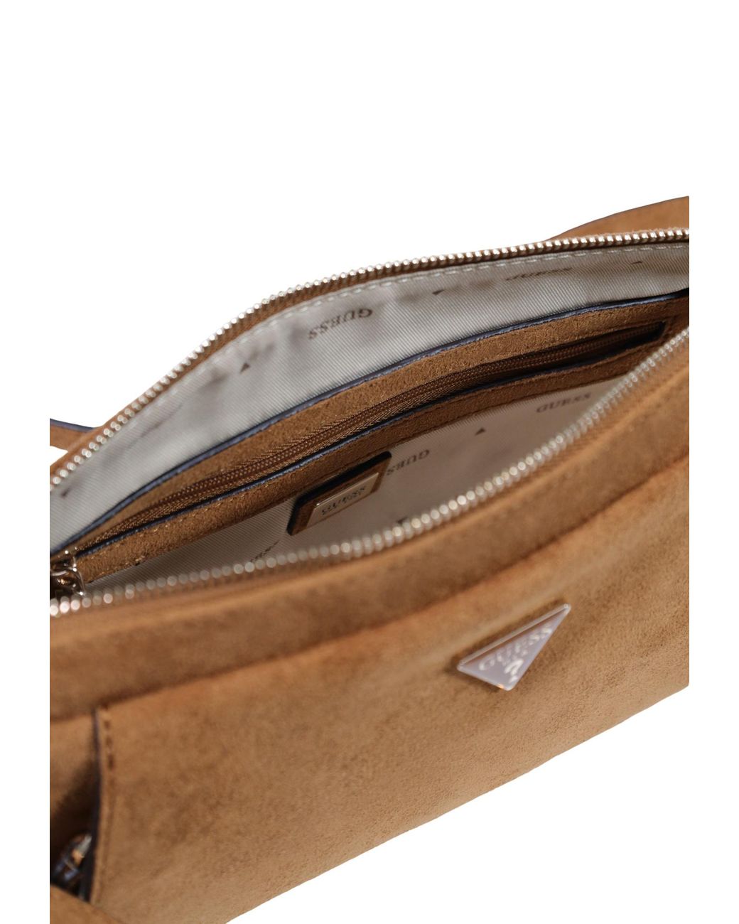 Guess White Zippered Shoulder Bag
