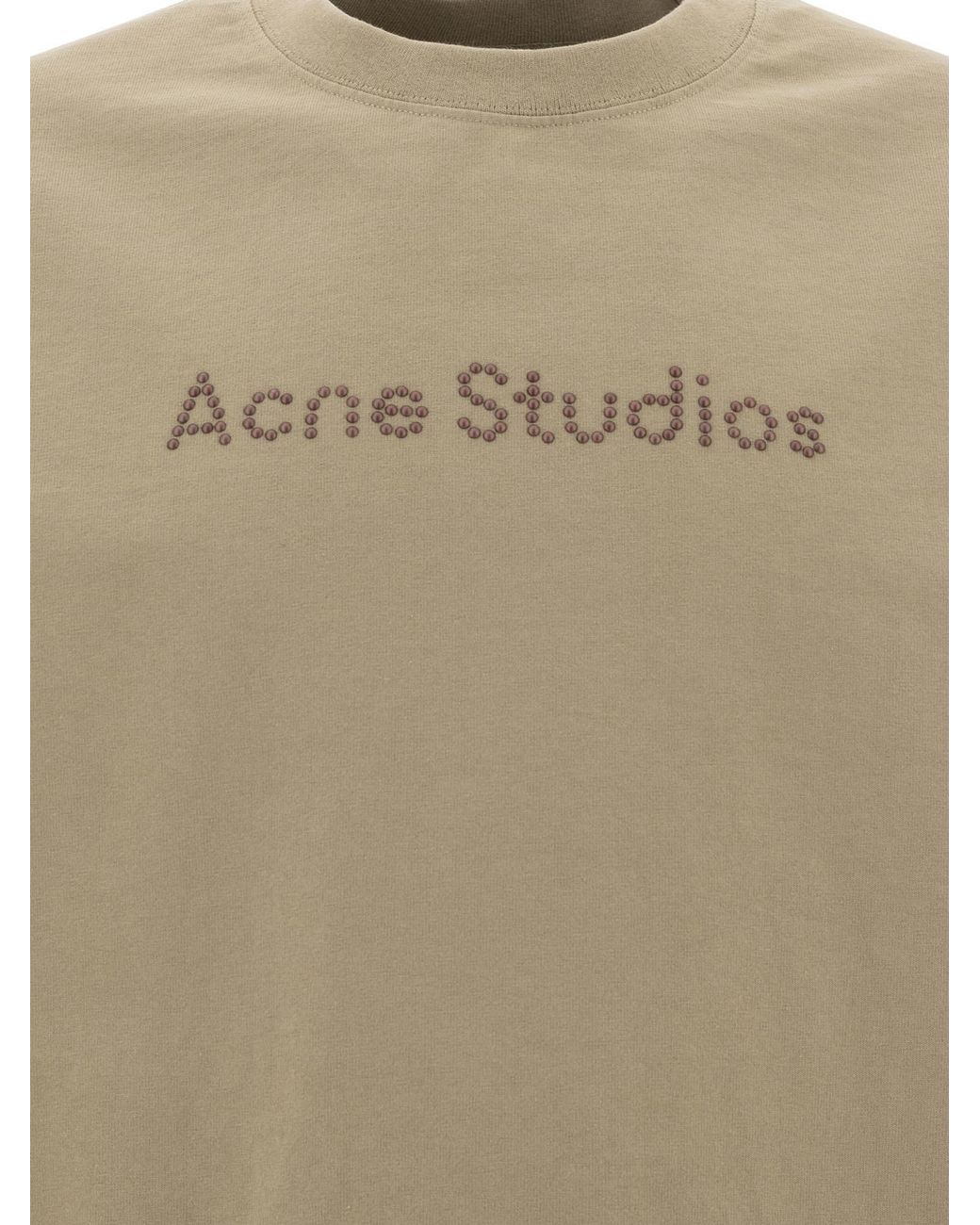 Acne Natural Logo Studded Crewneck T-Shirt for men
