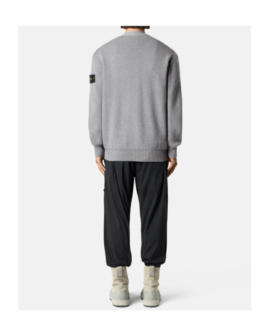 Stone Island Gray Loose-Fit V-Neck Cardigan With Pockets for men