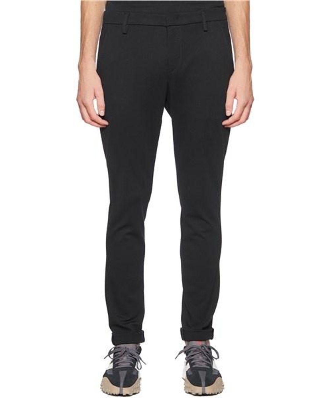 Dondup Black Belt-Lined Casual Pants for men