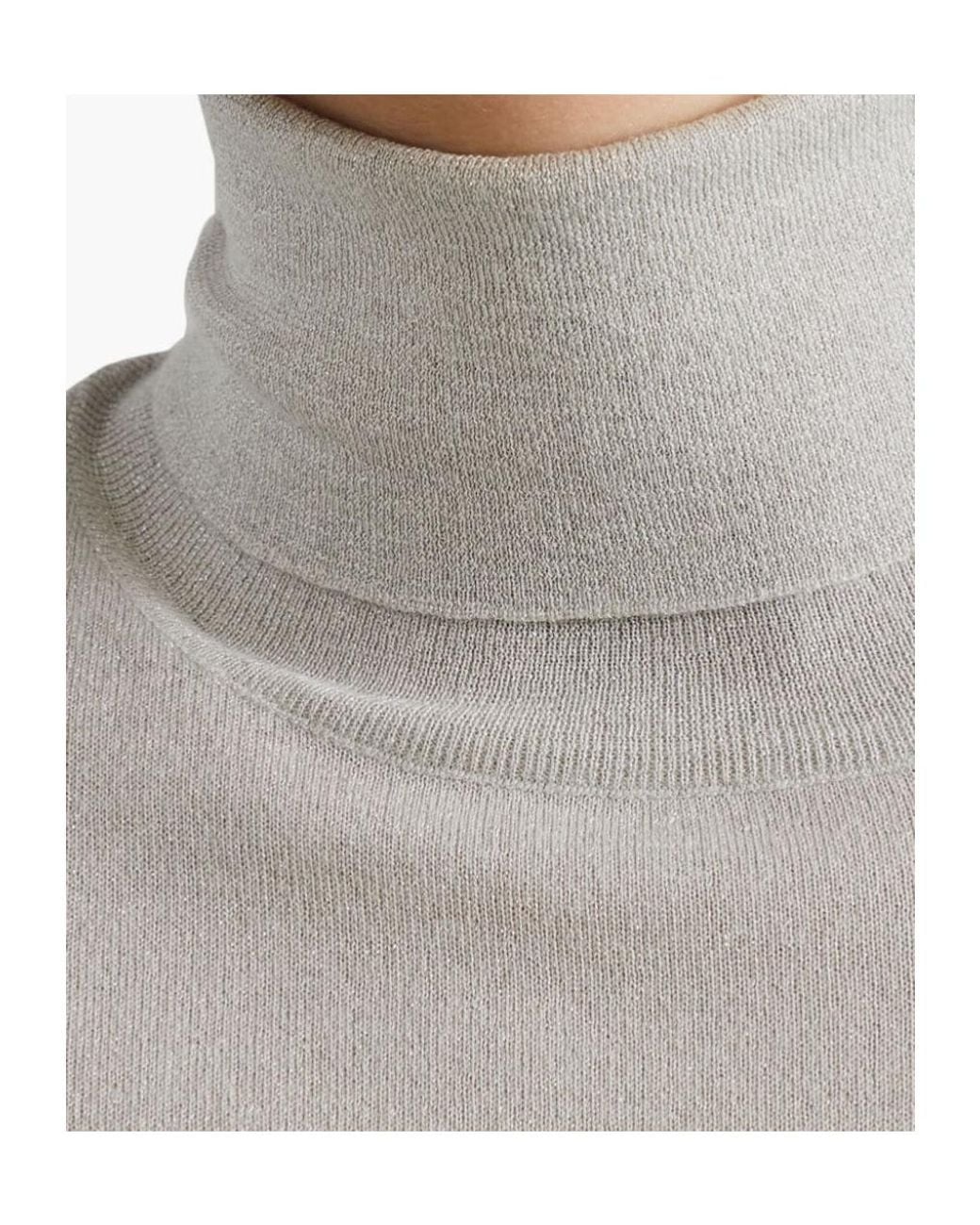 Brunello Cucinelli White Turtleneck Knitted Jumper