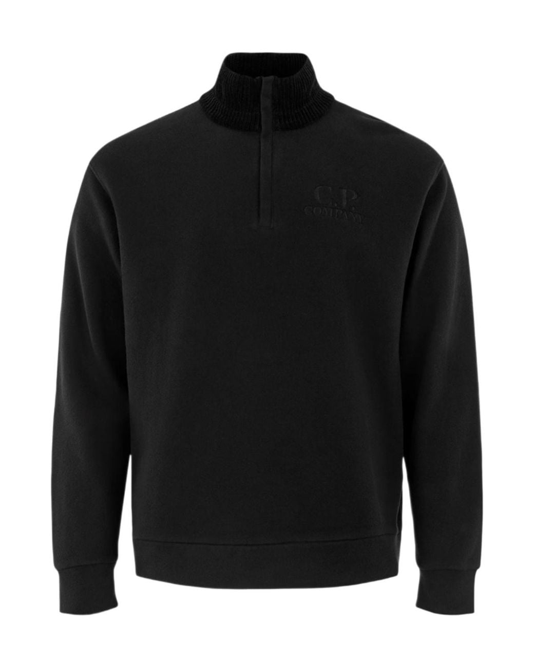 C P Company Black Polo Collar Sweatshirt for men